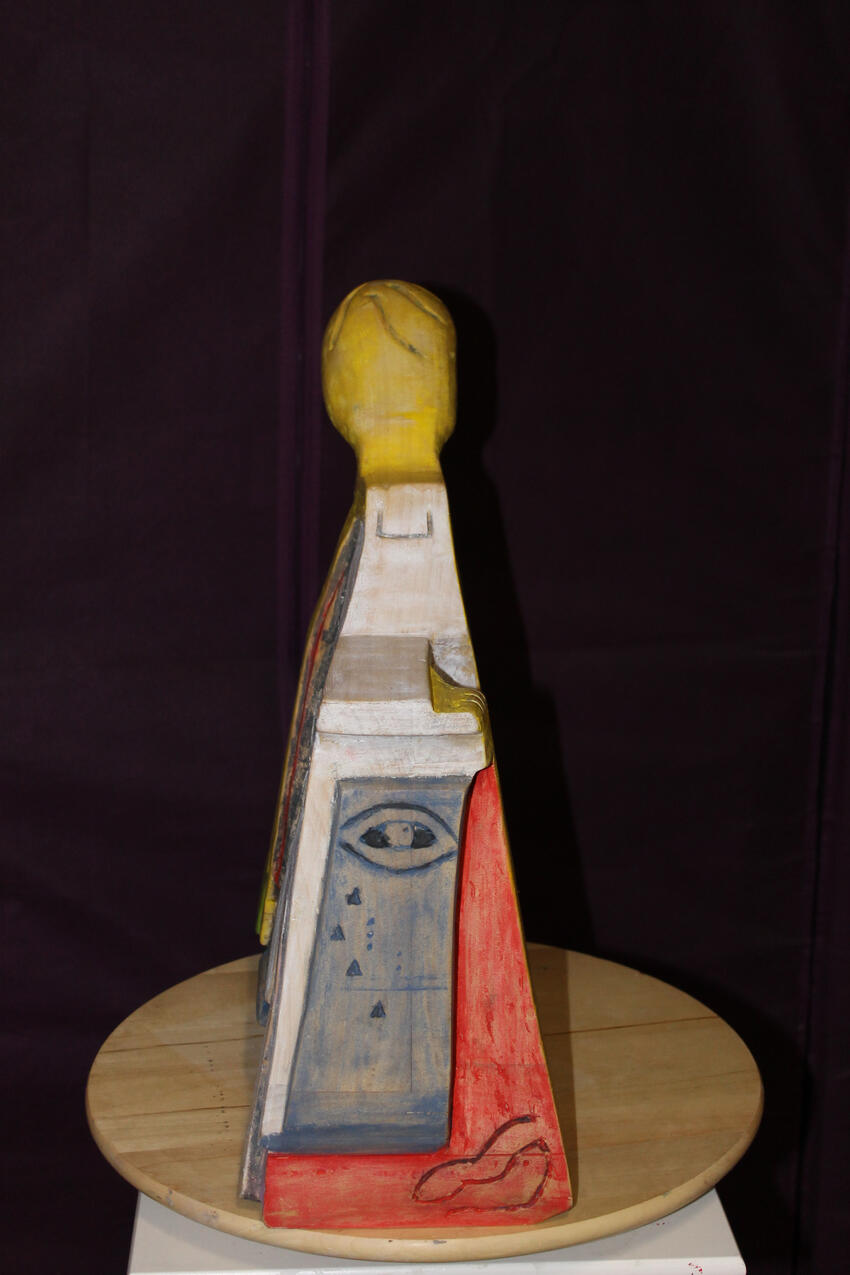 Talla en madera policromada deconstrucción humana