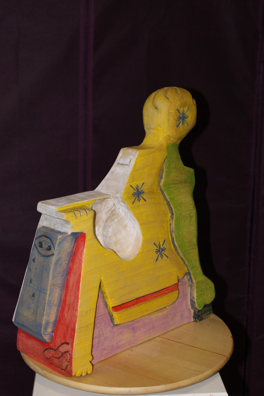 Talla en madera policromada deconstrucción humana