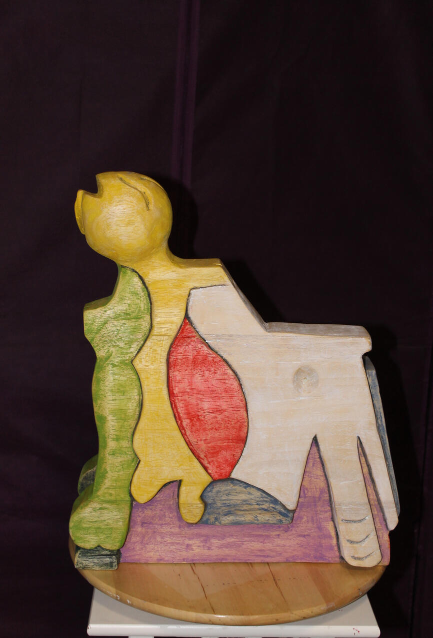 Talla en madera policromada deconstrucción humana