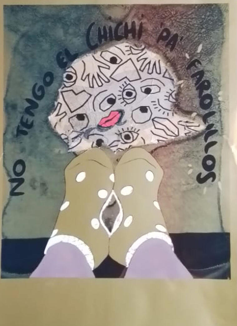 serigrafia calcetines de lunares y tacones de fondo