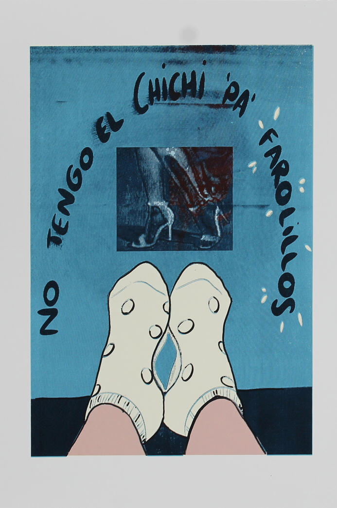 serigrafia calcetines de lunares y tacones de fondo