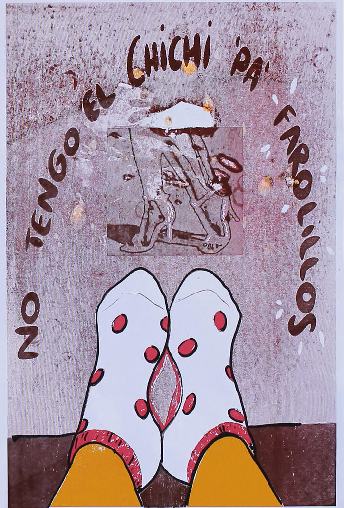 serigrafia calcetines de lunares y tacones de fondo