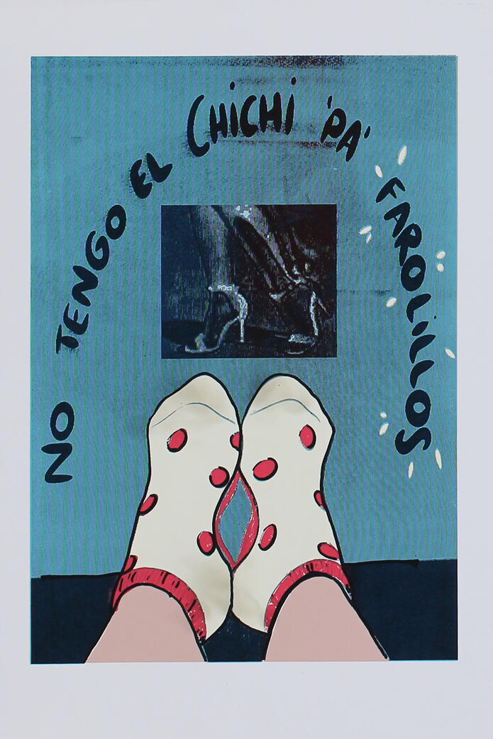 No tengo el chichi pa farolillos serigrafia calcetines de lunares y tacones de fondo