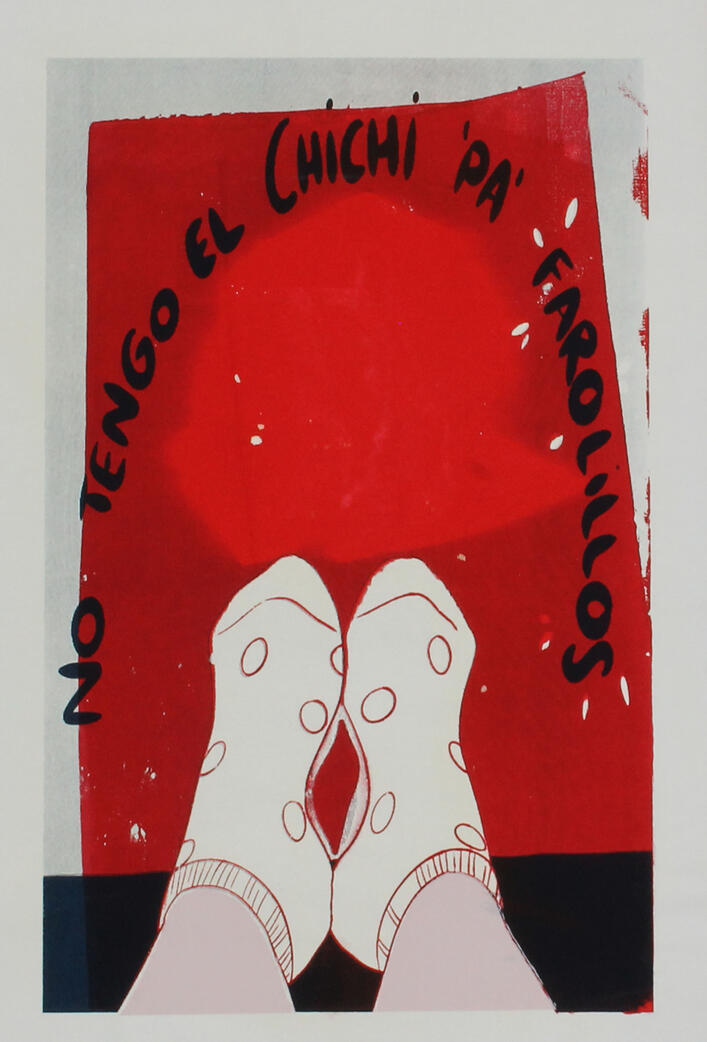 serigrafia calcetines de lunares y tacones de fondo
