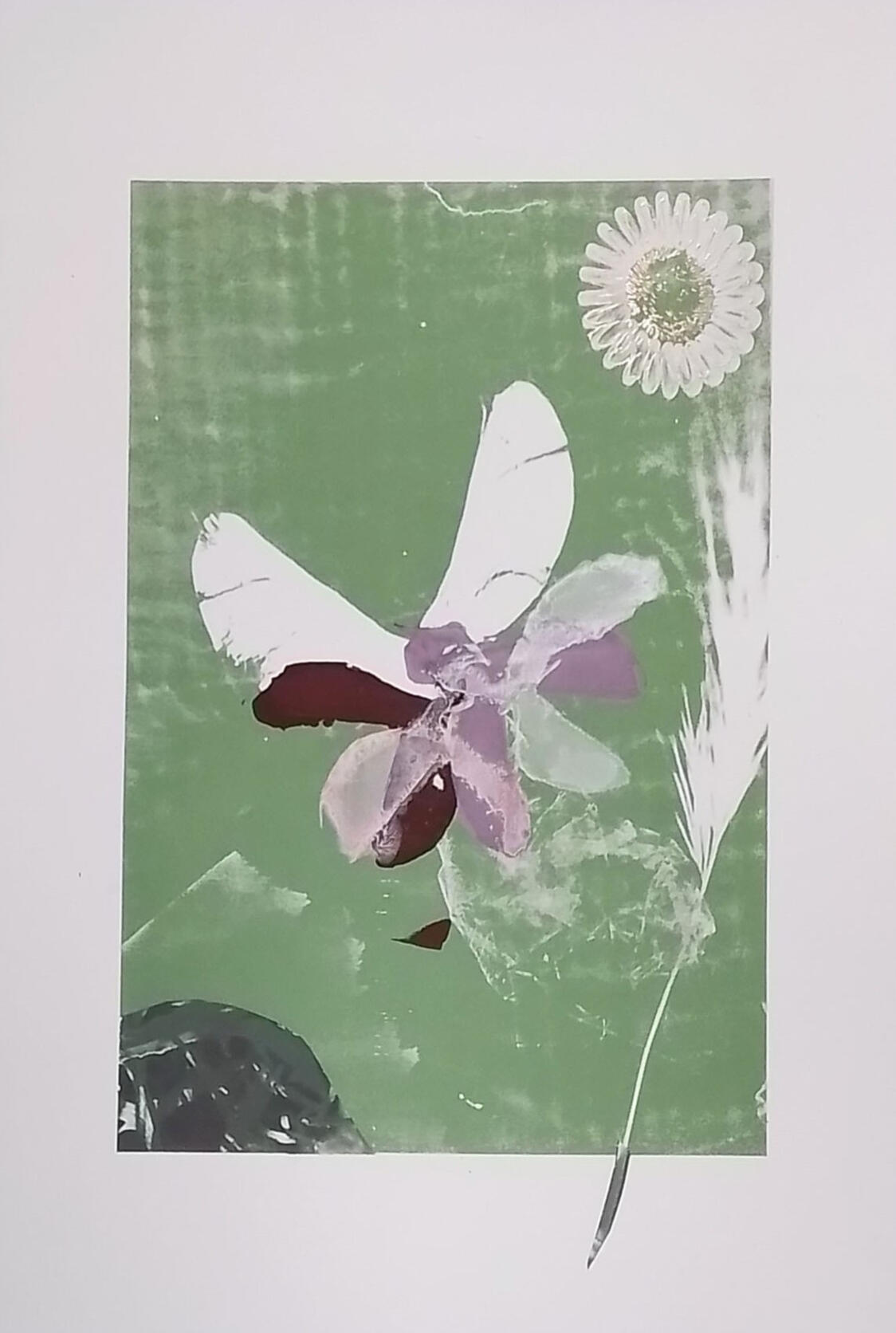 serigrafia tintas relieve de flor en forma pajaro