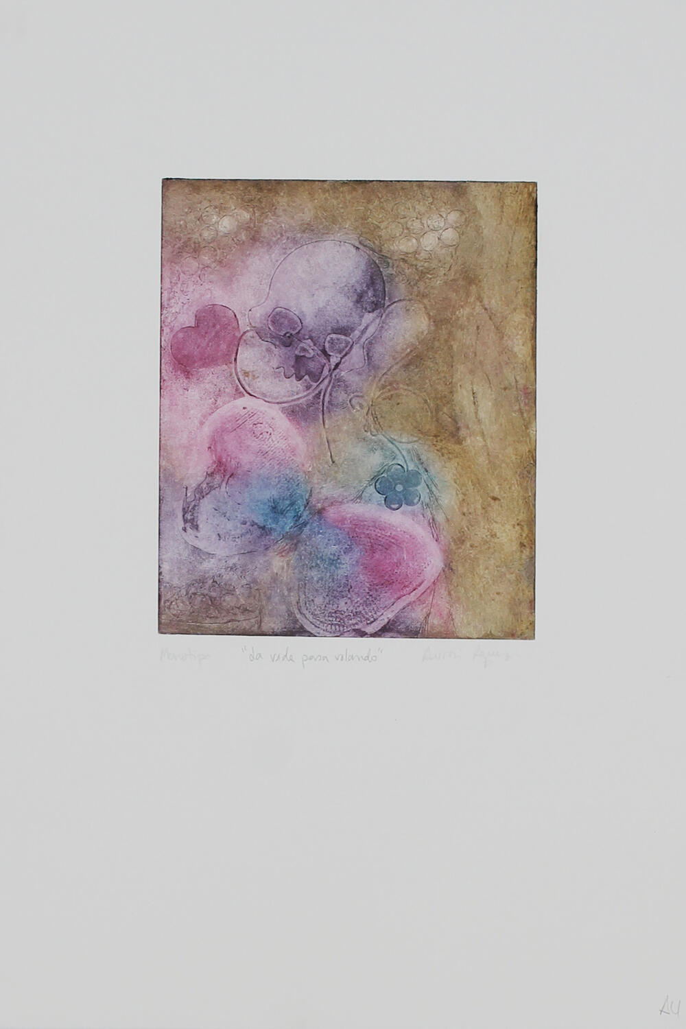 La vida pasa volando Calavera y mariposa color