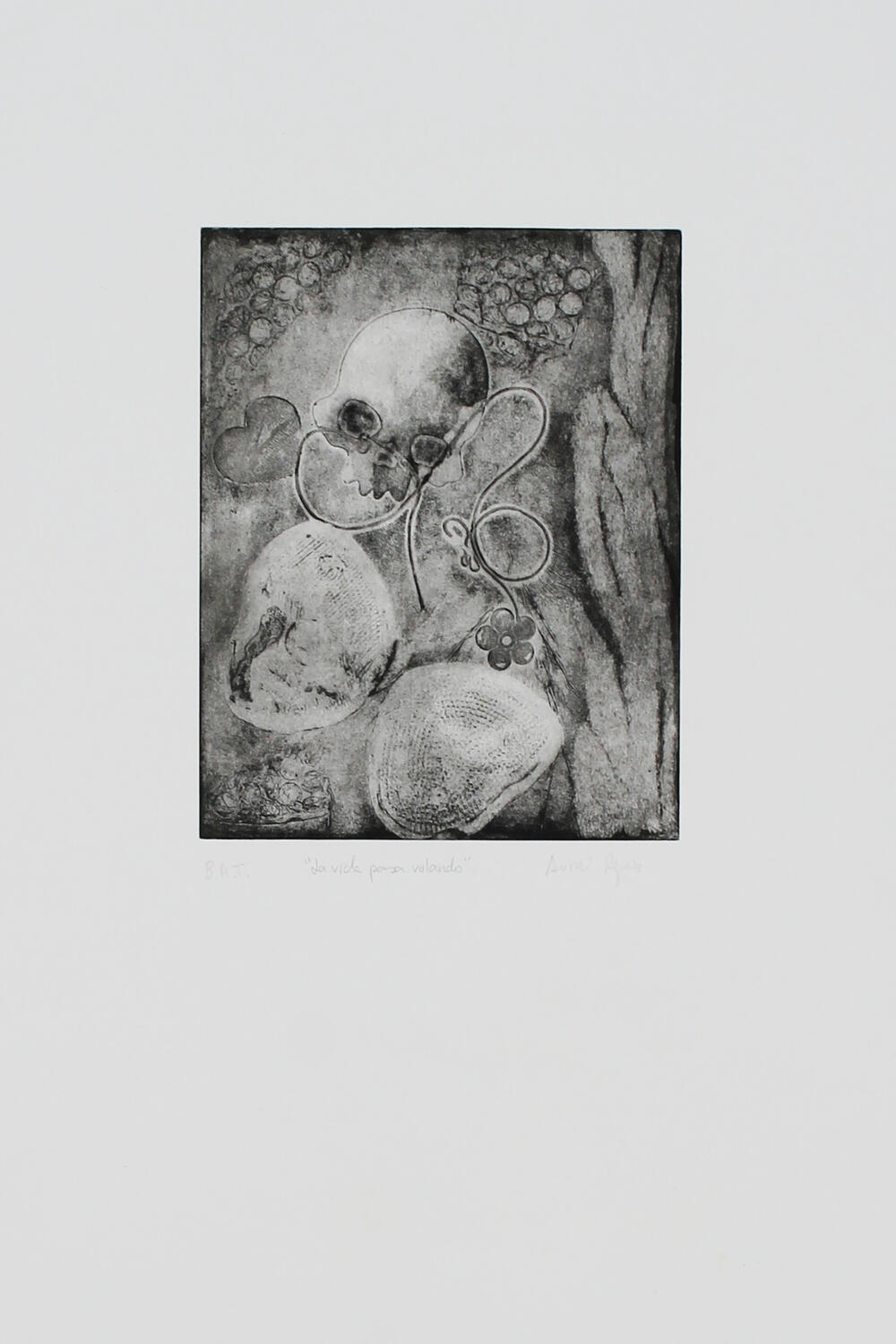 Monotipo calavera y mariposa