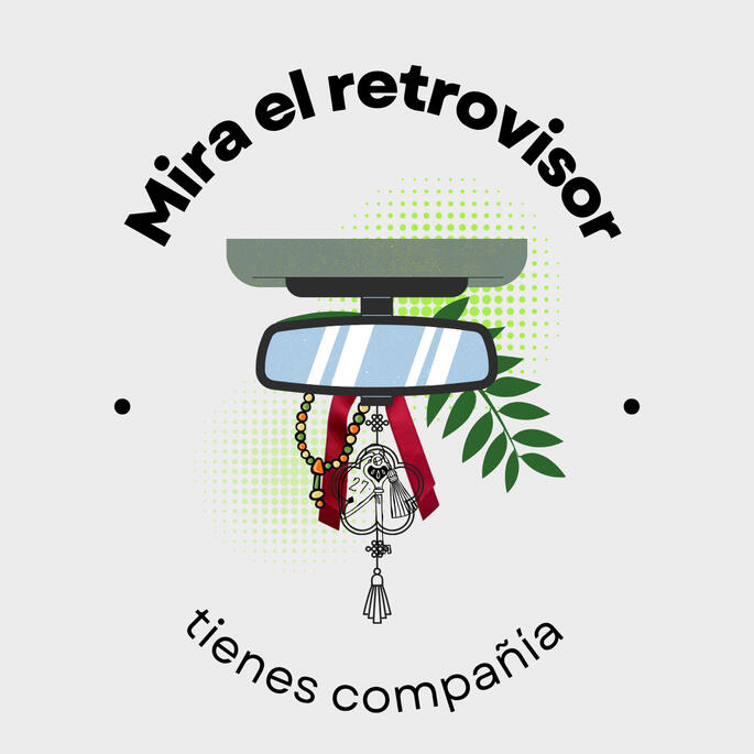 Objetos que cuelgan del espejo retrovisor del coche.