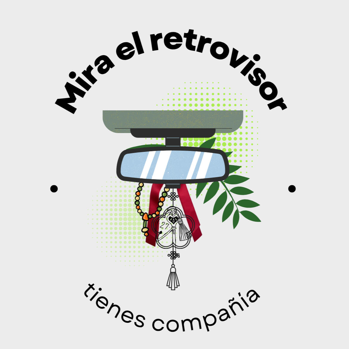 Objetos que cuelgan del espejo retrovisor del coche.